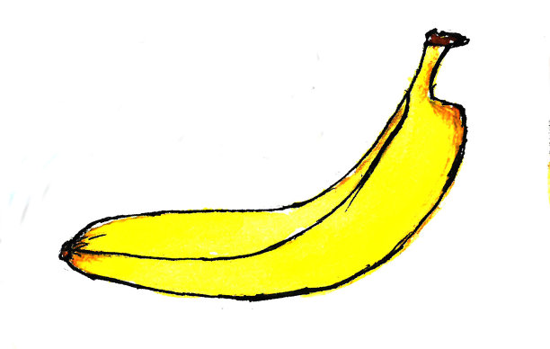 香蕉画手画香蕉，水彩画五彩香蕉。在白色背景上孤立图片下载