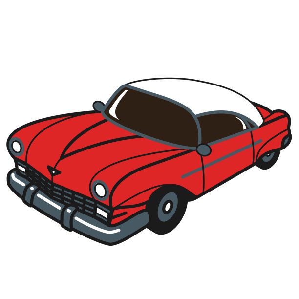 旧汽车平面彩色插图图片下载