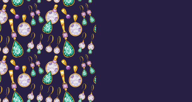 贺卡或名片概念与复制空间的文本。水晶在一个黄金框架图案背景。手绘鲜艳的颜色，水彩宝石钻石。图片下载