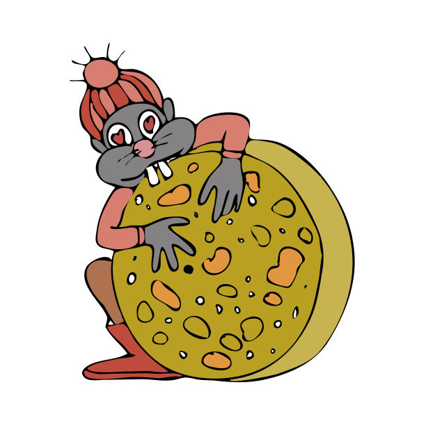 鼠标的秋天。彩色手绘素描。白色背景上的黑色轮廓。矢量图图片下载