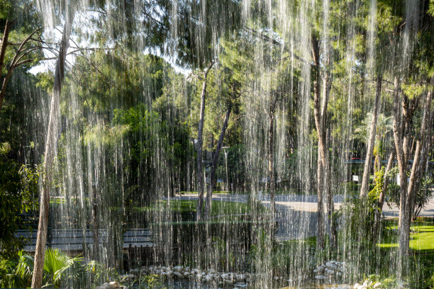 背后的人工瀑布图片下载