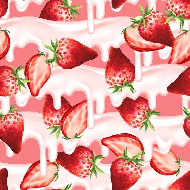 红草莓无缝图案图片下载