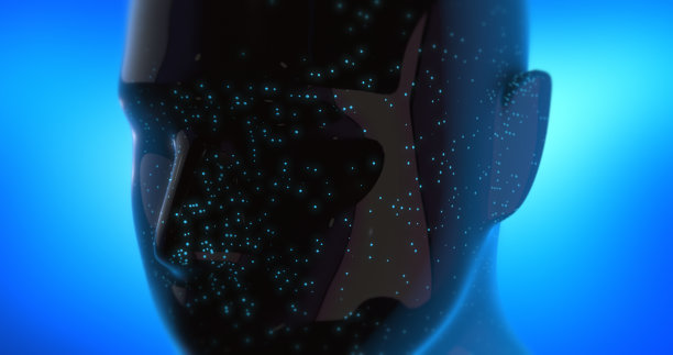 摘要仿生机器人头闪烁灯- 3D渲染图片下载