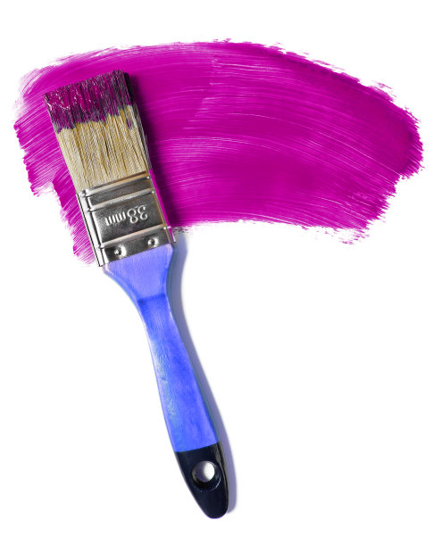 画笔与紫色油漆(隔离在白色)图片下载
