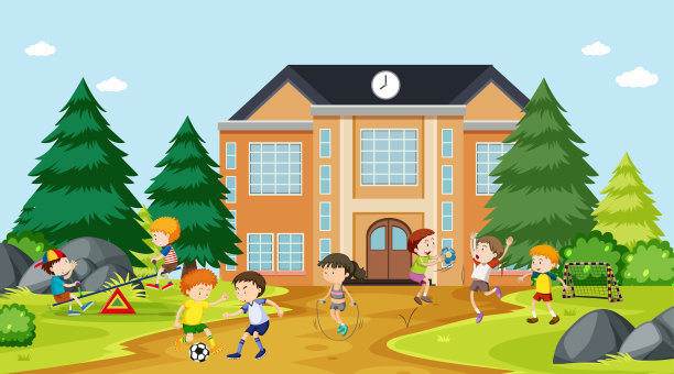 活泼的孩子在户外玩耍图片下载