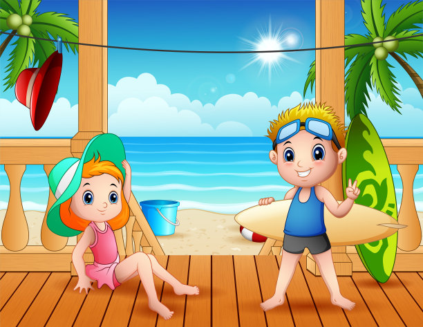 暑假的海滩风景图片下载