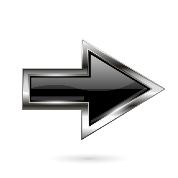 黑色的箭头。3d闪亮的玻璃图标与铬框架图片下载