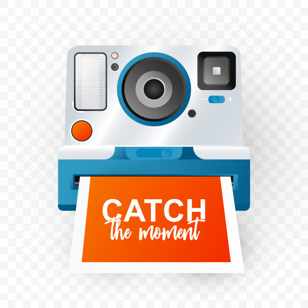 孤立的平面相机与照片在复古风格图片下载