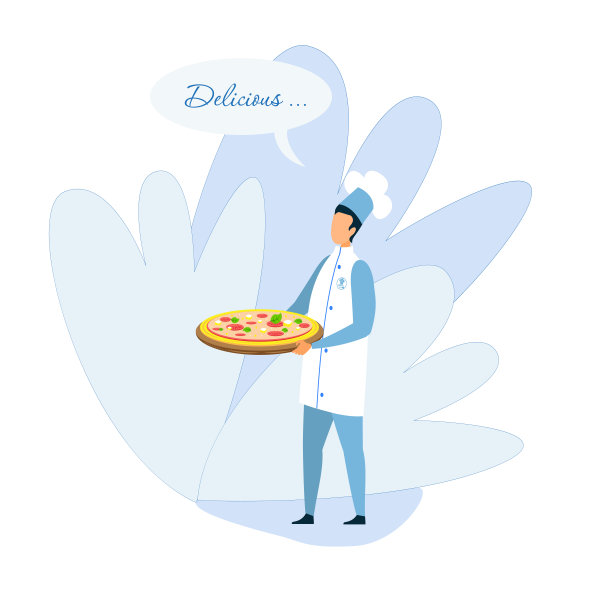 男厨师携带披萨宣传美味图片下载