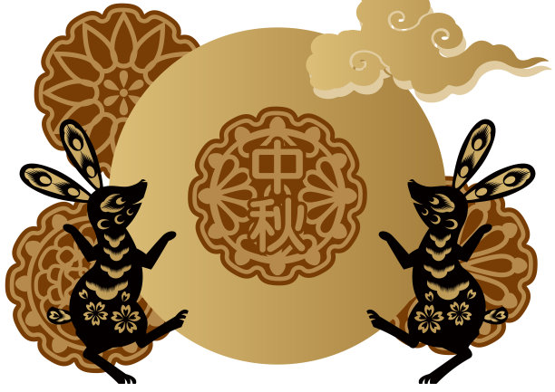 中秋节的背景。设计材料。满月和夜空图像。兔子和月亮剪贴艺术。图片下载