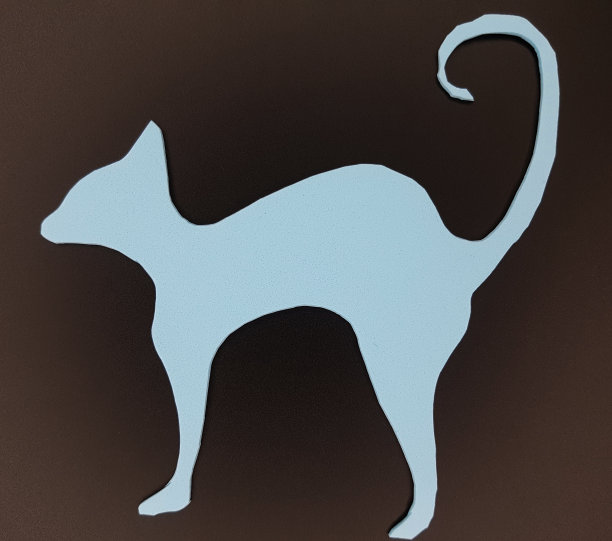 猫剪影彩色轮廓线图片下载