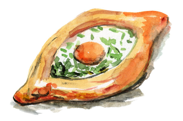 水彩菠菜Hachapuri图片下载