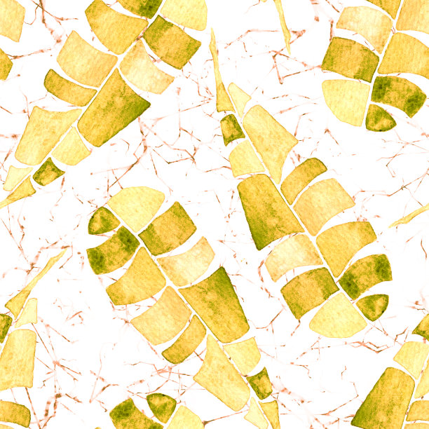 热带无缝模式。水彩天真棕榈l图片下载