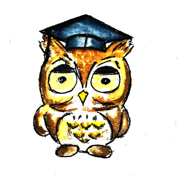 手绘棕色猫头鹰背景。回到学校。的背景。图片下载