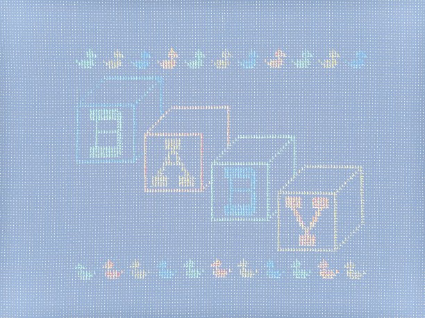 拼出“Baby”的字母块的复古十字绣素描插图图片下载
