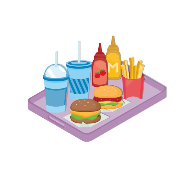 等距快餐套餐。矢量插图。图片下载