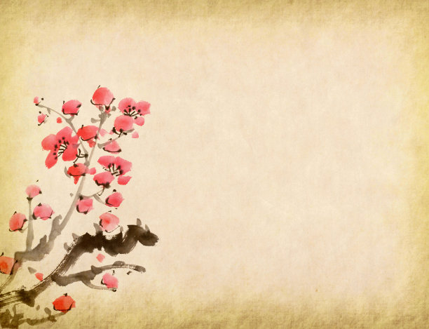 传统中国画春天梅花盛开图片下载