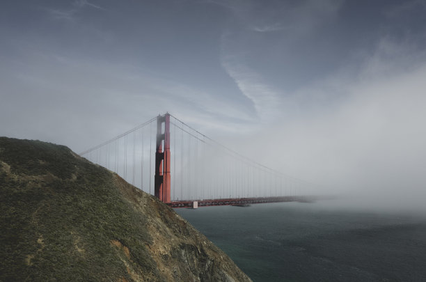 金门大桥与高雾，旧金山库存照片图片下载