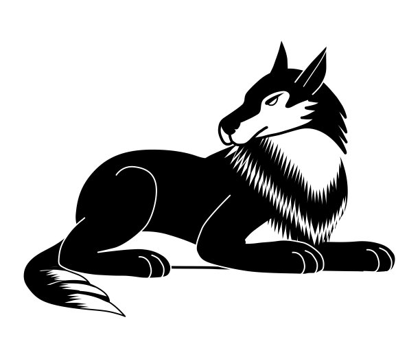 黑白狼的形状可以用来做标志。图片下载