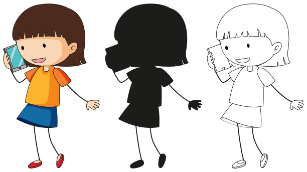 一组有颜色、轮廓和轮廓的人物图片下载