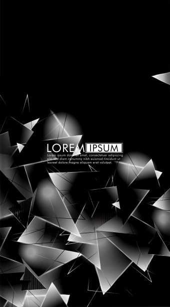 垂直三角形背景。三维三角形的抽象构成。现代几何背景孤立的黑色图片下载