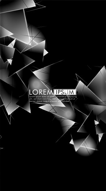 垂直三角形背景。三维三角形的抽象构成。现代几何背景孤立的黑色图片下载