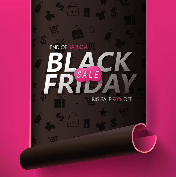 黑色星期五销售旗帜布局设计模板与纸艺术背景。矢量图图片下载