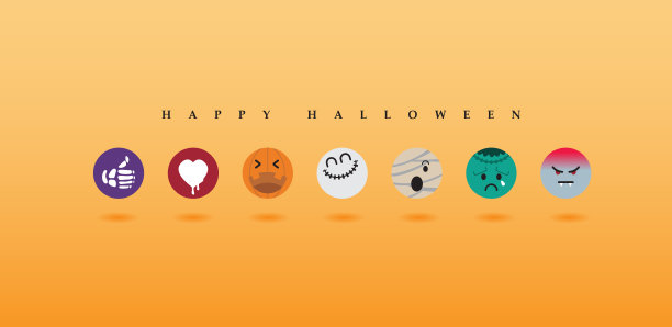 矢量emoli万圣节可爱的角色设计。图片下载