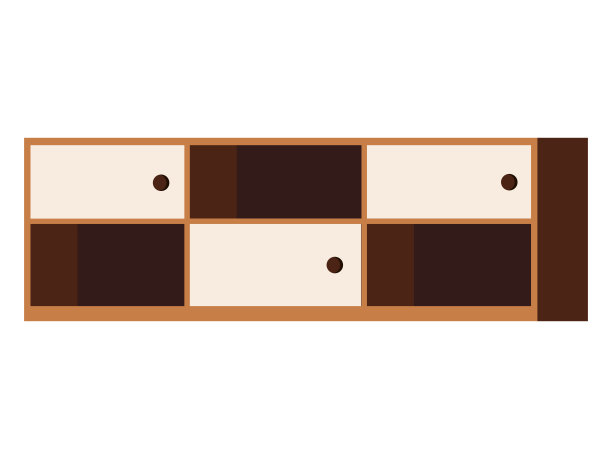 矢量平面卡通风格的插画木架架与门家具图标图片下载