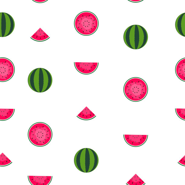 无缝模式背景与西瓜。矢量图图片下载
