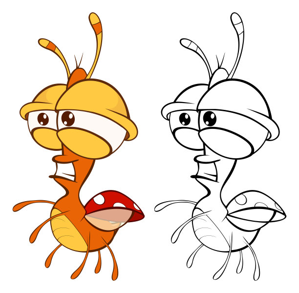 矢量插图的一个可爱的卡通人物瓢虫为您设计和电脑游戏。填色书大纲套装图片下载