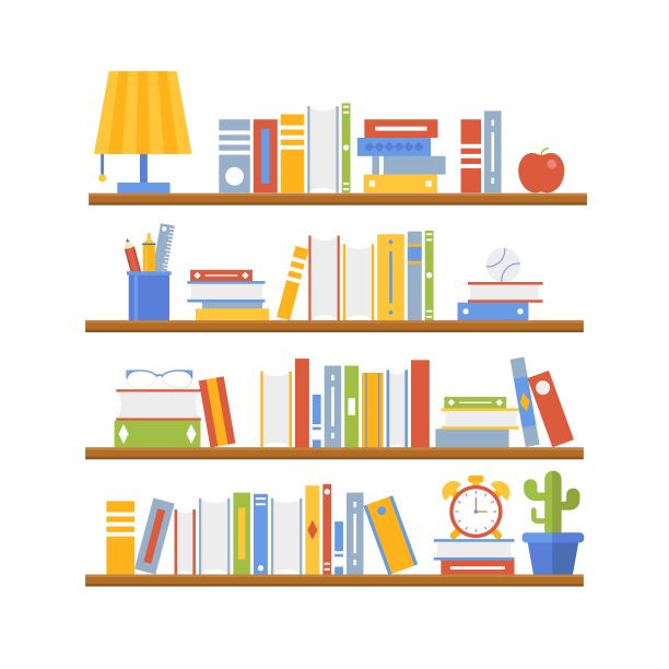 回到学校，书架海报模板矢量插图图片下载