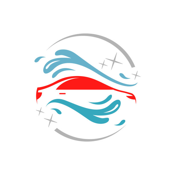 vehicle Carwash eco洗车标志为汽车清洗服务孤立矢量标志图片下载