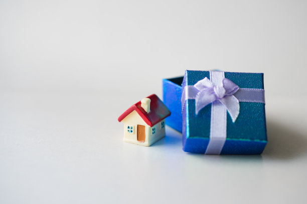 特写迷你房子和礼盒图片下载