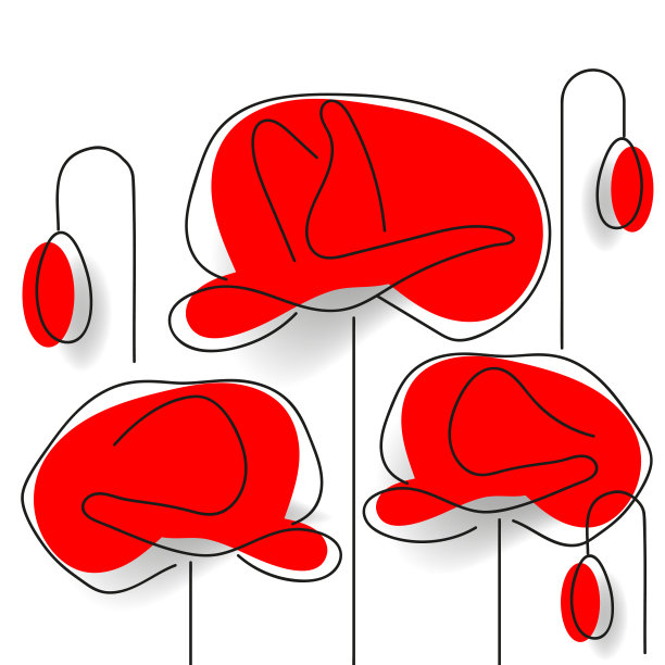 Poppy - Poppy Appeal。现代纸设计孤立在白色上。装饰向量花图片下载