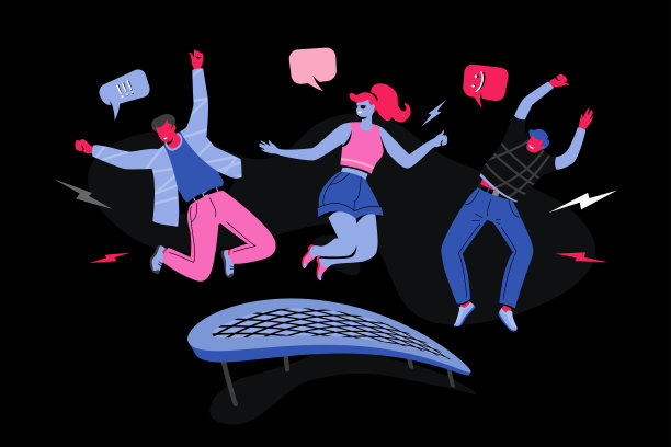 三个男人在蹦床上跳图片下载