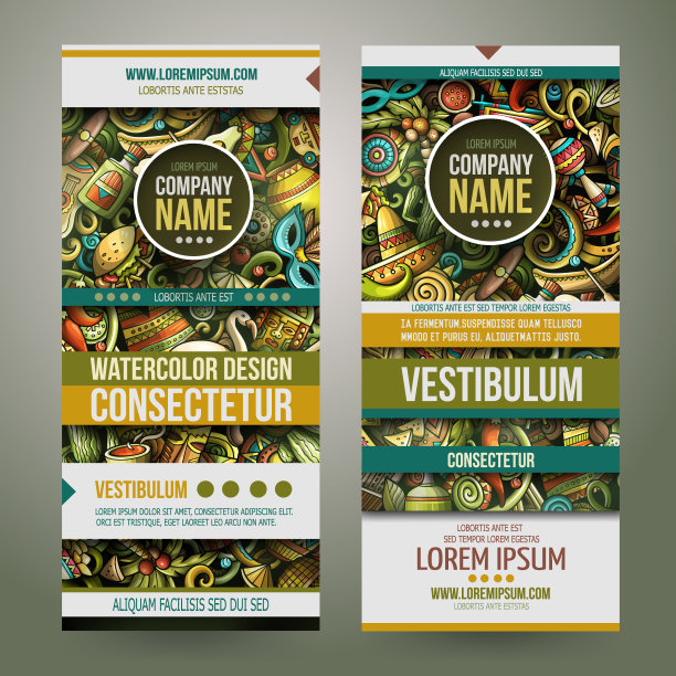 卡通矢量涂鸦拉丁美洲垂直横幅图片下载