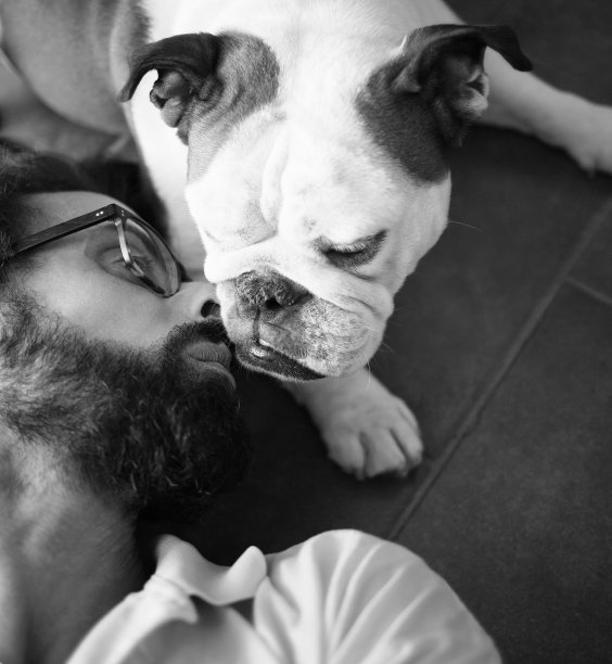 人和狗之间的亲密关系图片下载