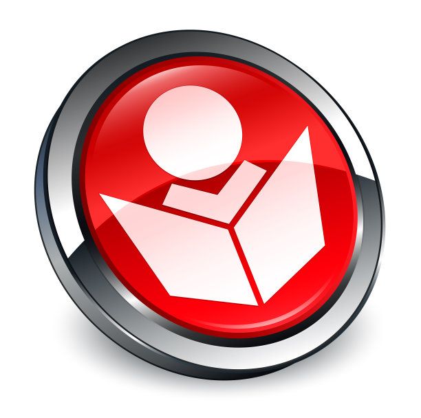 电子学习图标3d红色圆形按钮图片下载