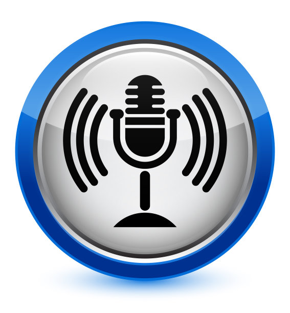 麦克图标水晶蓝色圆形按钮图片下载