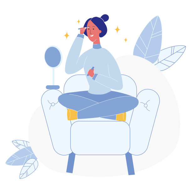 女人染睫毛平面矢量插图图片下载