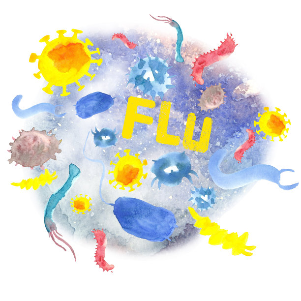 病毒或流感在寒冷季节四处传播的插图图片下载