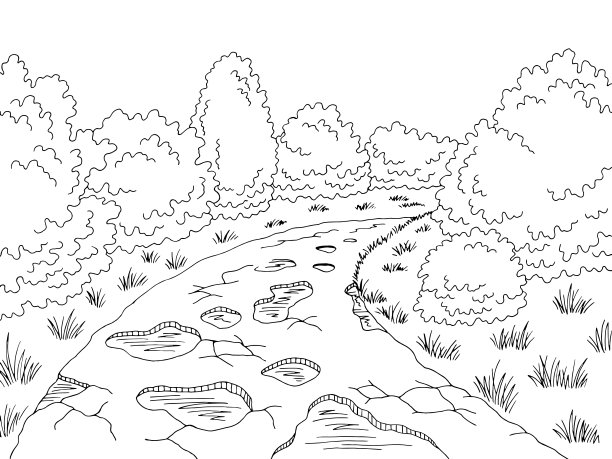 破损破损坏道路图形黑白景观素描插图矢量图片下载