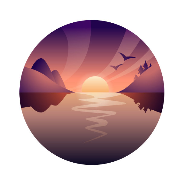 Sanset湖插图。图片下载