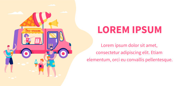 快乐的人们站在摊位旁边吃冰淇淋图片下载