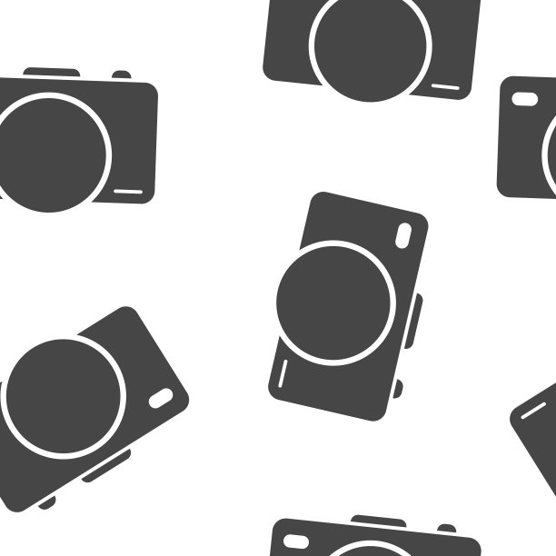 数码相机的矢量插图。复古相机图标无缝模式的白色背景。图片下载