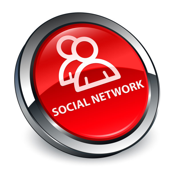 社交网络(群组图标)3d红色圆形按钮图片下载