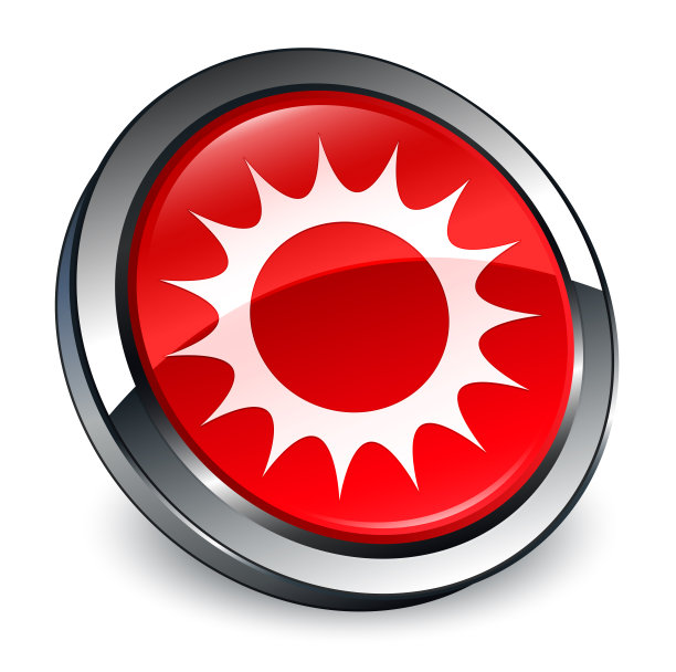 太阳图标3d红色圆形按钮图片下载