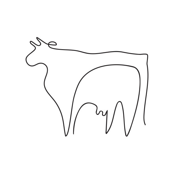 农场动物。极简风格的矢量图形。牛。图片下载