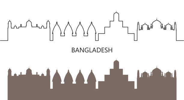 孟加拉国的标志。孤立的孟加拉国建筑在白色的背景图片下载